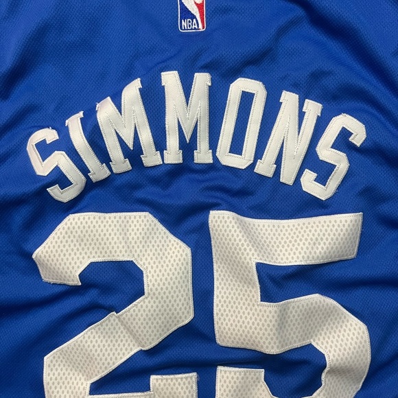 Adidas Swingman NBA Philadelphia 76ers Ben Simmons #25 Jersey Blue Size Large - Picture 8 of 8